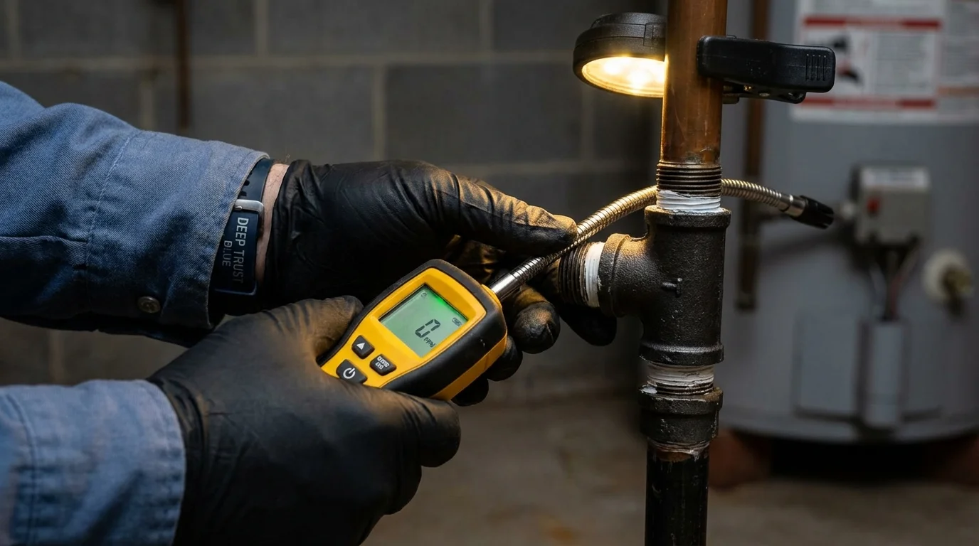 Gas leak detection with electronic sniffer by Johns Plumbing LLC in Ponca