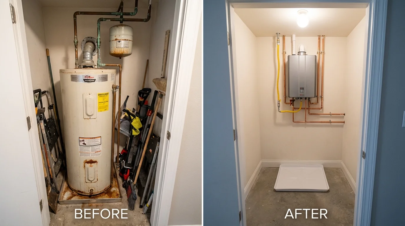 Tank water heater versus wall-mounted tankless unit comparison for Ponca, NE homeowners